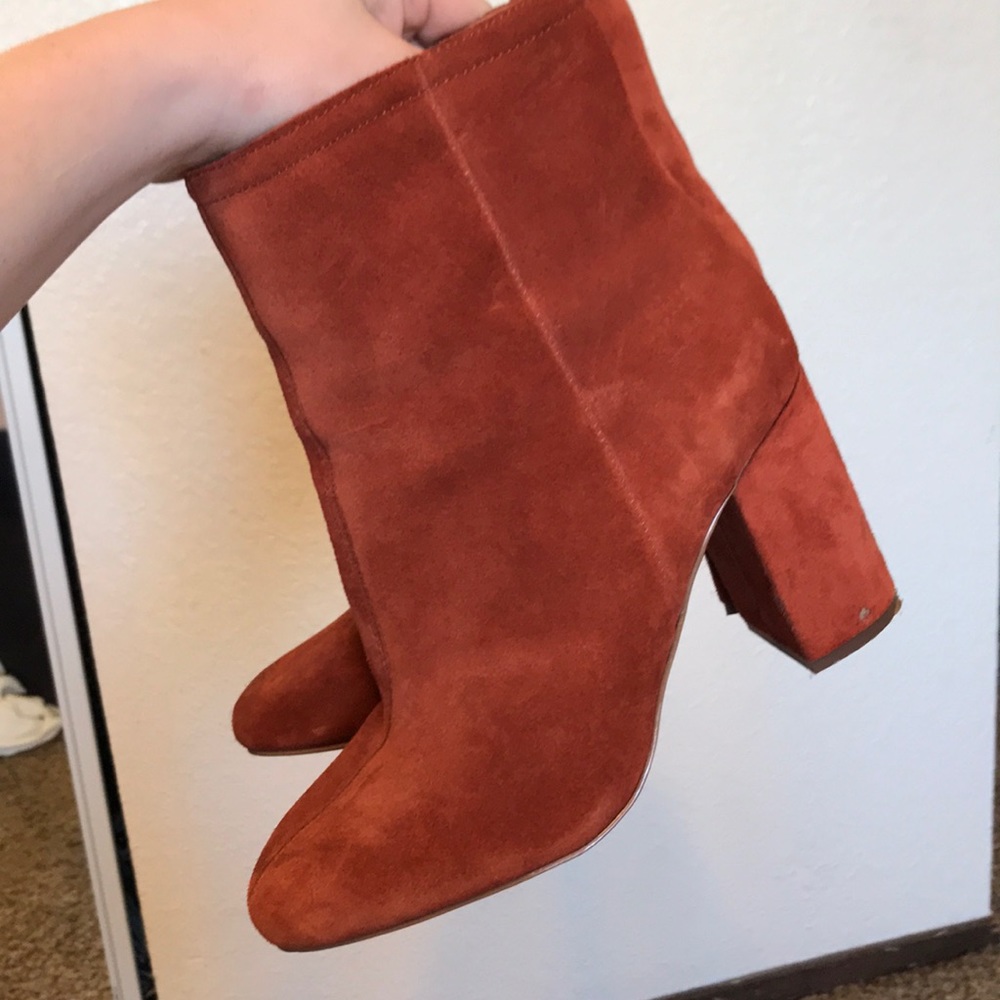 UO Burnt Orange Suede Sloane Booties
